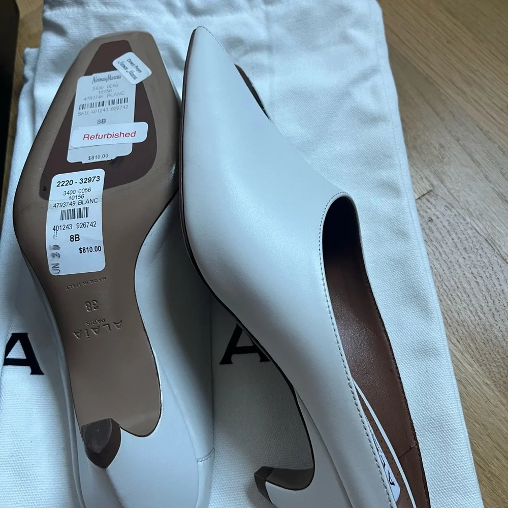 BNWT Alaia Spike 55 Leather Peep-Toe Mules in White Size 38 - Picture 5 of 10